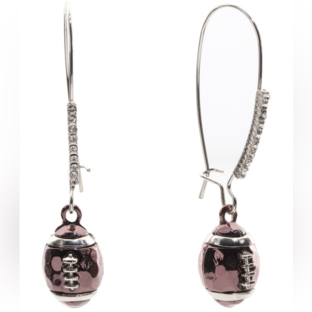 NIB Betsey Johnson Football Shepherd Hook Earrings